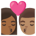 👩🏾‍❤️‍💋‍👨🏽 kiss: woman, man, medium-dark skin tone, medium skin tone display on Google